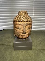 VINTAGE STONE HAND CARVED BUDDHA HEAD 5" TALL -NICE DETAIL | eBay