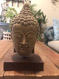 Buddha Head With Wood Base - Etsy Denmark