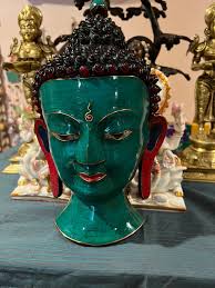 Buddha mask green lapis