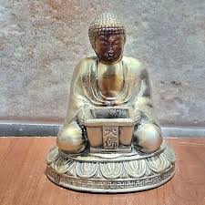 Vintage Small Metal Seated Buddha Offering Box Lotus Base Brass Bronze | eBay