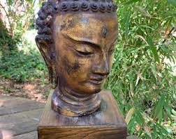 Thai Buddha Head on Wood Display Stand - Etsy