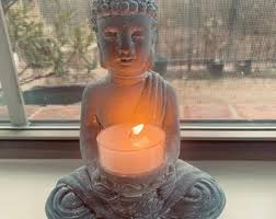Stone Buddha Tea Light Holder: Botanical Candles, Zen Decor - Etsy