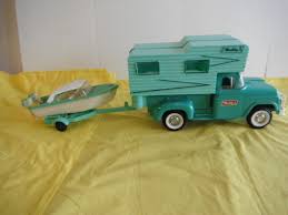 BUDDY L CAMPER TRUCK, TRAILER, JEANNIE B BOAT, MOTOR PRESSED ...