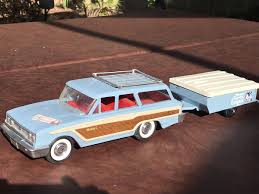 Vintage Buddy L Station Wagon with TeePee Camper Trailer | eBay