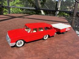 Vintage Buddy L Station Wagon with TeePee Camper Trailer ...