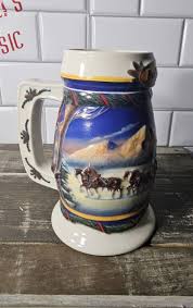 BUDWEISER STEIN YEAR BEER MUG Holidays In The Mountains 2000 ...