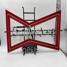 Vintage 1980s Budweiser Bowtie Open Neon Beer Sign (Suring ...