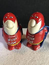 Budweiser Budman Salt & Pepper Shakers Rare / Ceramarte ...