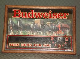 Vintage Budweiser Mirror Clock Clydesdales Wagon This Bud's for You 19x13 | eBay