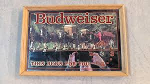 Sold at Auction: Vintage Budweiser Mirror with Clock
