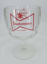 Budweiser Thumbprint Goblet Glass Beer Mug Chalice Cup Bowtie Logo EUC | eBay