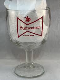 Vintage 70's Budweiser King Of Beers Thumbprint Stemmed Glass Goblet 6” | eBay