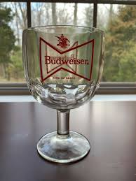 Vintage Budweiser Bowtie Thumbprint Beer Glass Goblet Chalice 6" Tall Stemmed | eBay