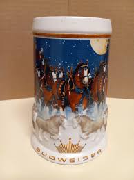 2005 Budweiser Holiday Christmas Beer Stein Clydesdales W/ COA | eBay