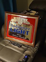 MINT Budweiser Light Mirror 22x18" 801-201 - Vintage Man ...