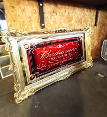 LARGE FRAMED BUDWEISER MILLENNIUM MIRROR SIGN | EstateSales.org