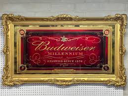 Vintage 1999 58" X 34" Gold Framed Mirrored Budweiser ...