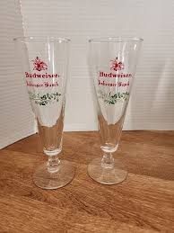 2 Budweiser Anheuser-Busch Footed Pilsner Style Beer Glass 6 ...