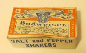 Vintage Budweiser Salt and Pepper Shakers Glass with ...