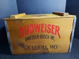 Budweiser Wood Beer Crate or Case Hinged Lid Anheuser-Busch ...