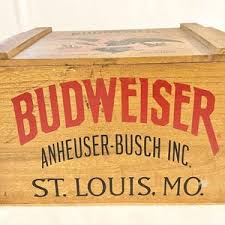 Budweiser Wood Beer Wooden Crate Box With Lid Anheuser-busch ...