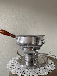 Fondue Set - Vintage Midcentury Sleek Stainless Steel Fondue ...