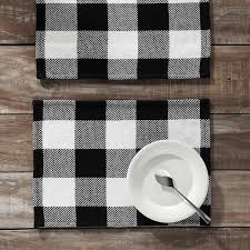 VHC BRANDS Annie 19 in. W x 13 in. H Black Cotton Blend Checkered Placemat (Set of 2) 84706 - The Home Depot