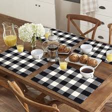 Amazon.com: KIMODE Cotton Buffalo Plaid Placemats Set of 4, 13" x 19" Farmhouse Black/White Hand-Woven Checkered Heat Resistant Kitchen Table Mats, Dinning Table Linen Machine Washable Minimalist Home Decorative : Home &