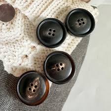 Black and Brown Genuine Horn 4 hole Flat Natural Buttons ...