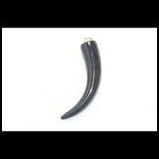 Vintage 14KT Yellow Gold Black Onyx Fang Pendant - Ruby Lane