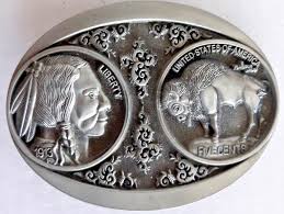 Buckle Rage metal belt buckle Indian head nickel 3.5" long ...