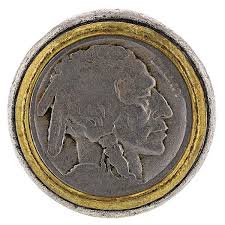 John Varvatos Silver & Brass Buffalo Nickel Ring | JV-RMF10 ...