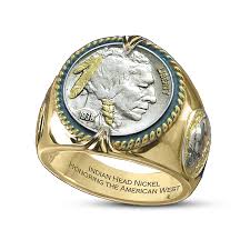 18K Gold-Plated Ring Featuring A Buffalo Nickel Centerpiece ...