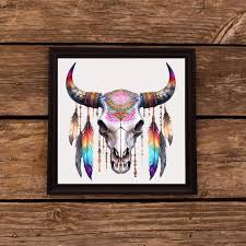 Bull Skull With Feathers PNG | Cow Skull Download for T-shirts, Wall Decor and More - Etsy
