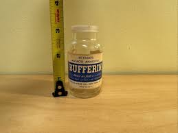 Vintage 1960s Bufferin Glass Bottle Bristol Myers Co New ...