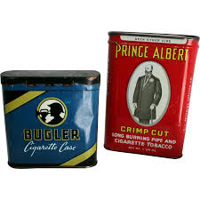 Bugler Cigarette Case and Prince Albert Tobacco Tin. For Sale at Ruby Lane