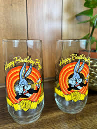 Vintage 1990 Bugs Bunny Happy Birthday Bugs 50th Anniversary Tumbler Glasses, Set of 2 - Etsy