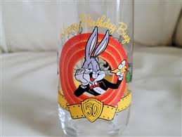 Warner Bros Bugs 50 Anniversary drinking glass collectible vintage gifts