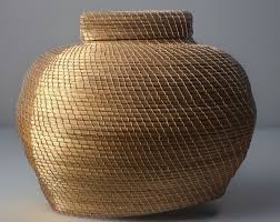 Vintage Large Weave Lidded Basket Storage Container 9,5” H ...