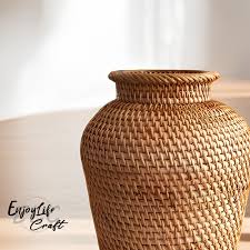 Rattan Flower Vase,natural Woven Flower Basket,housewarming ...