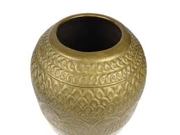 Mid 20th Century Handmade Tall Hammered Engraved Brass Vase ...