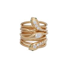 Serpentine Ring with Diamonds & Emeralds - Sidney