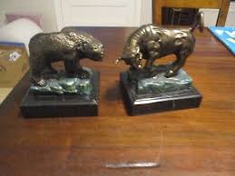 BULL & BEAR SOLID BRONZE OR BRASS MARBLE BASE BOOK ENDS STOCK MARKET ORIGINAL | eBay