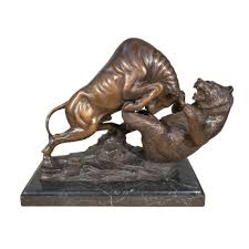 Bronze Bull and Bear Statue: Stock Market Sculpture, Marble Base - Etsy
