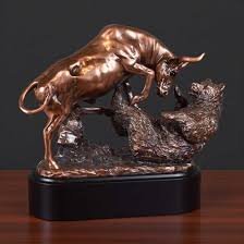 Dueling Bull & Bear Statue – 10" Bronzed Office Sculpture