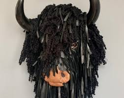 Handmade Italian Leather Bull Head With Horns: Man Cave Decor (24x30”) - Etsy