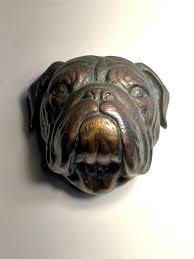 Bronze Bulldog Door Knocker with Patina For Sale at 1stDibs
