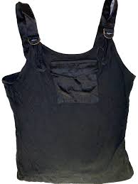 Lani Sexy ROMA buckle STRAPS front POCKET square NECK crop TANK top Large BLACK | eBay