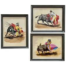 F R Lonacio, Spanish Matador Bull Fighting Watercolor Paintings. For Sale at Ruby Lane