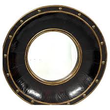 Vintage Faux Leather Round bullseye Mirror With Brass Studs ...